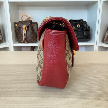 Gucci Monogram GG Azalea Matelasse Marmont Chain Shoulder Bag Beige Ebony