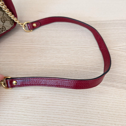 Gucci Monogram GG Azalea Matelasse Marmont Chain Shoulder Bag Beige Ebony