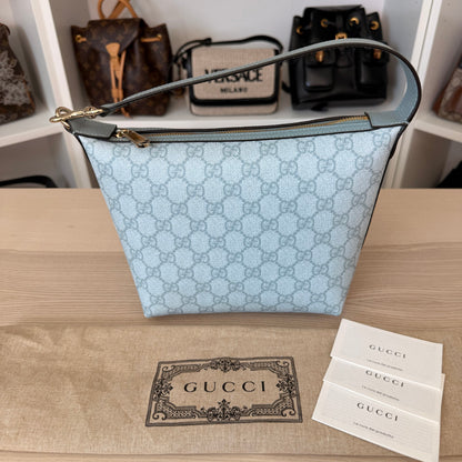 Gucci GG Supreme Monogram Super Mini Ophidia Shoulder Bag Dusty Blue