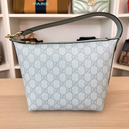 Gucci GG Supreme Monogram Super Mini Ophidia Shoulder Bag Dusty Blue