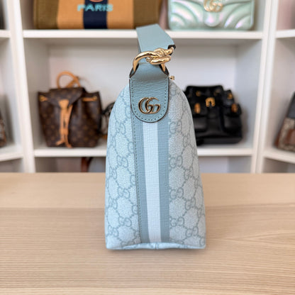Gucci GG Supreme Monogram Super Mini Ophidia Shoulder Bag Dusty Blue