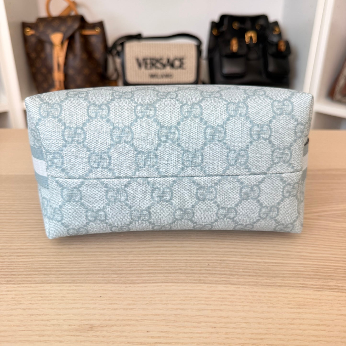 Gucci GG Supreme Monogram Super Mini Ophidia Shoulder Bag Dusty Blue