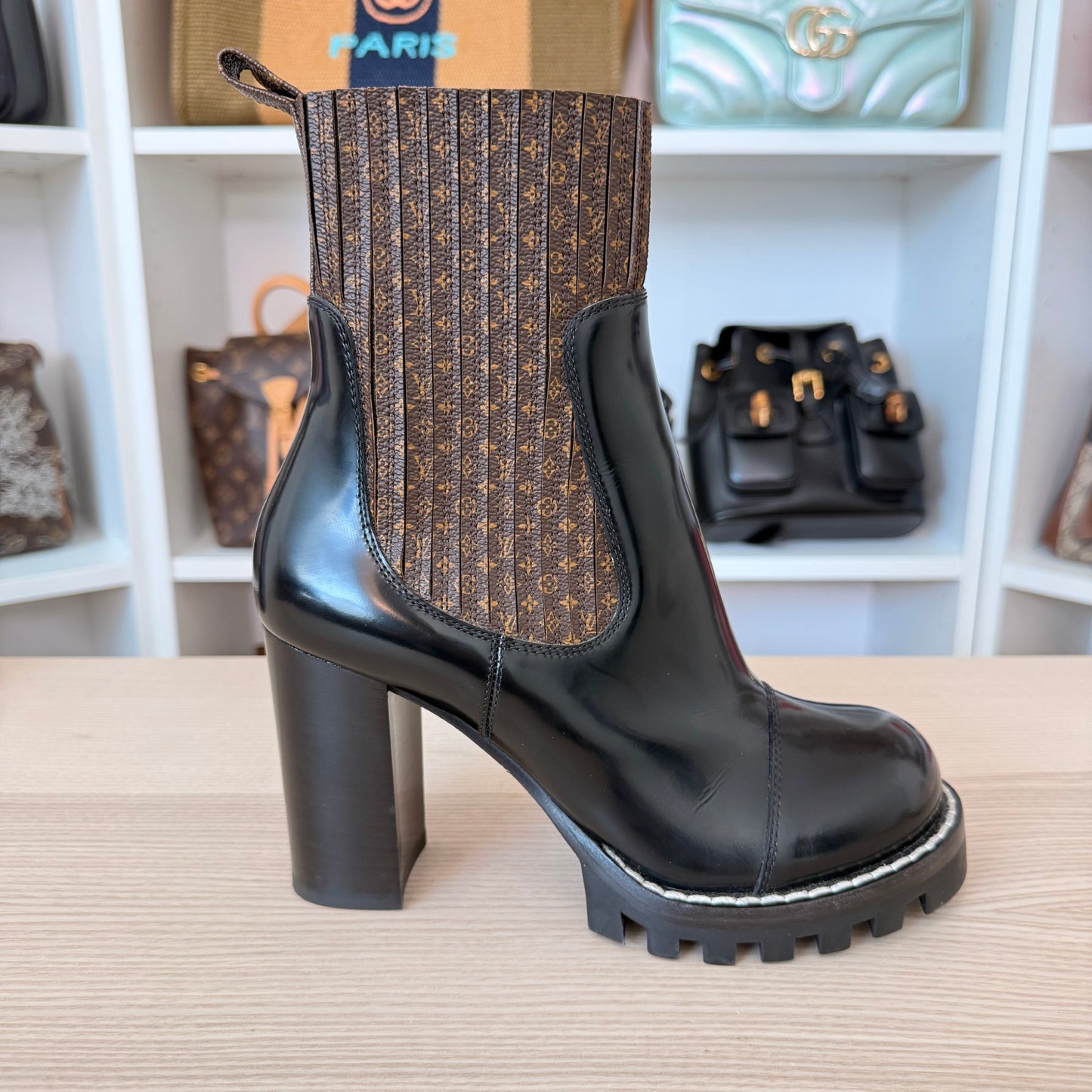 Louis Vuitton Monogram Ankle Boots Smooth Leather Size 37.5 EU / 7.5 US