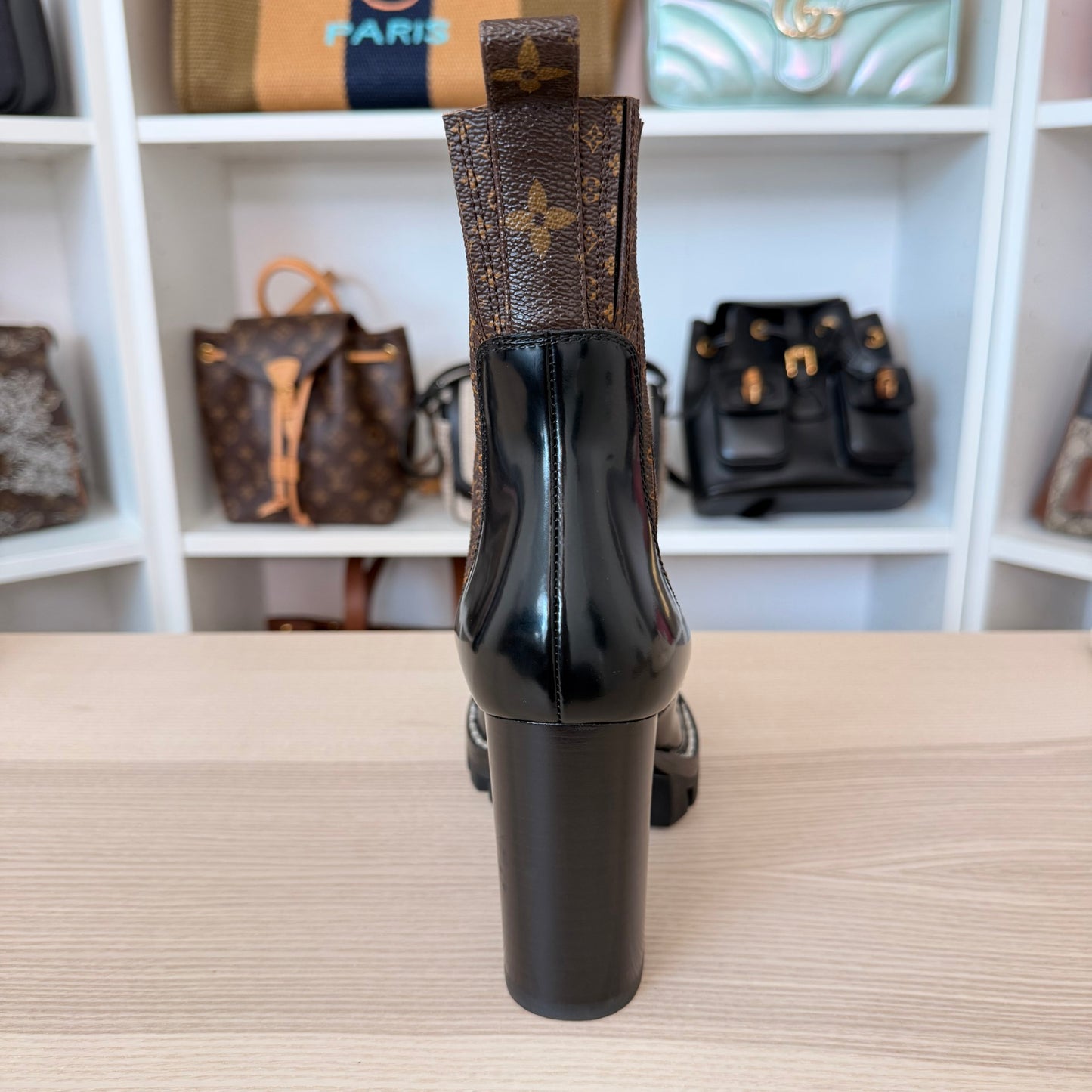 Louis Vuitton Monogram Ankle Boots Smooth Leather Size 37.5 EU / 7.5 US