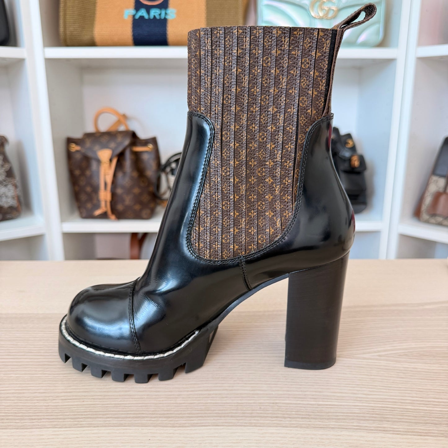 Louis Vuitton Monogram Ankle Boots Smooth Leather Size 37.5 EU / 7.5 US