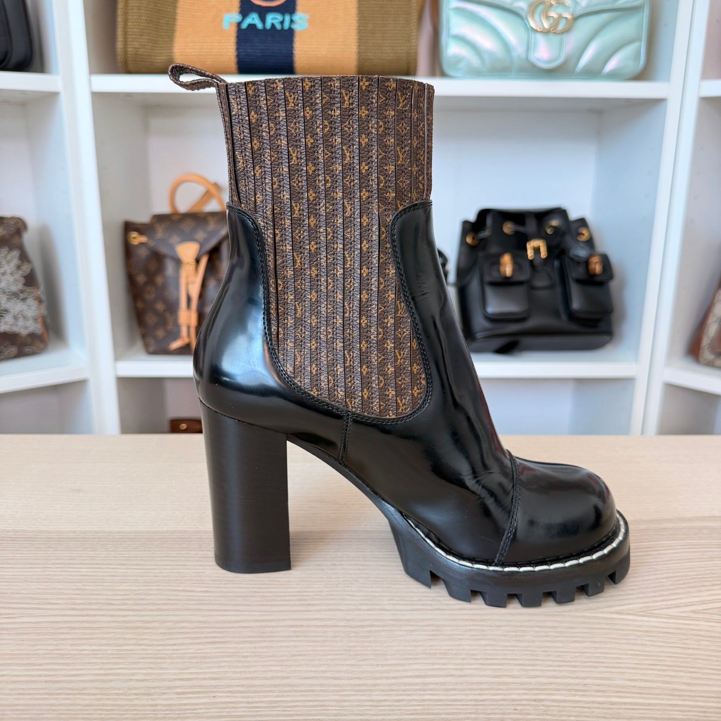 Louis Vuitton Monogram Ankle Boots Smooth Leather Size 37.5 EU / 7.5 US