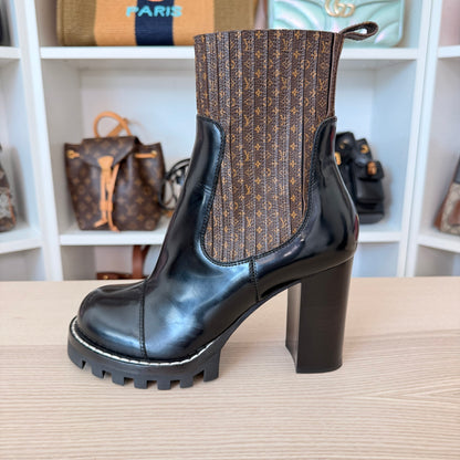 Louis Vuitton Monogram Ankle Boots Smooth Leather Size 37.5 EU / 7.5 US