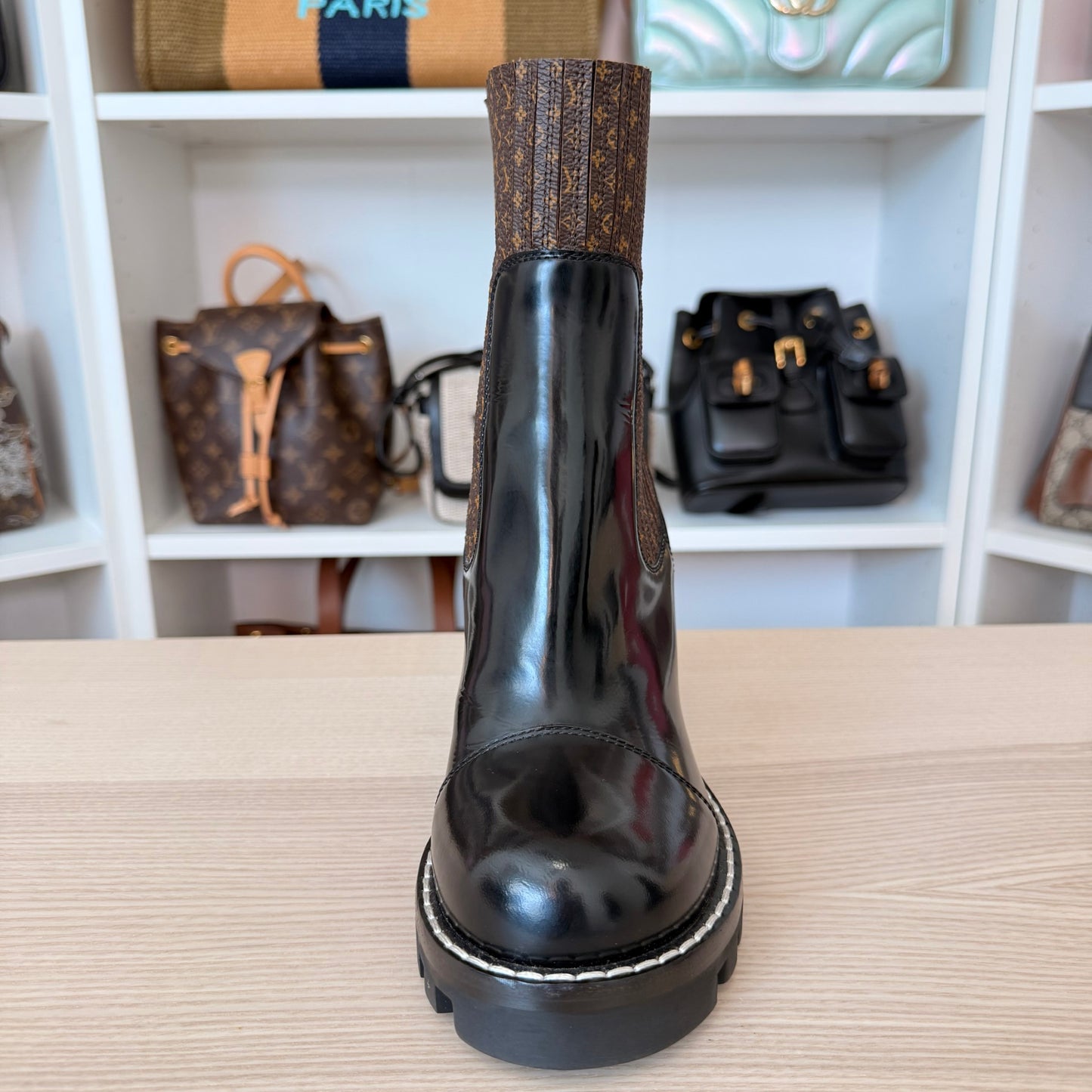 Louis Vuitton Monogram Ankle Boots Smooth Leather Size 37.5 EU / 7.5 US