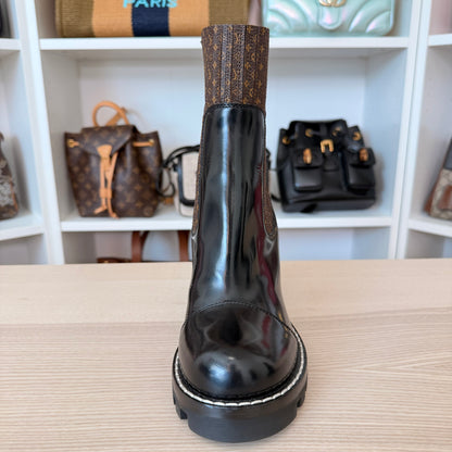 Louis Vuitton Monogram Ankle Boots Smooth Leather Size 37.5 EU / 7.5 US