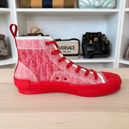 Christian Dior Technical Canvas Oblique Mens B23 High Top Sneakers 43 Bordeaux Rouge