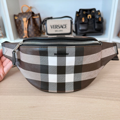 Burberry E-canvas Cason Check Bum Bag Dark Birch Brown