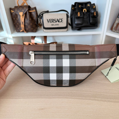 Burberry E-canvas Cason Check Bum Bag Dark Birch Brown