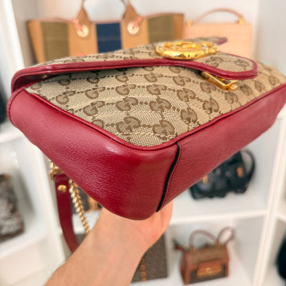 Gucci Monogram GG Azalea Matelasse Marmont Chain Shoulder Bag Beige Ebony