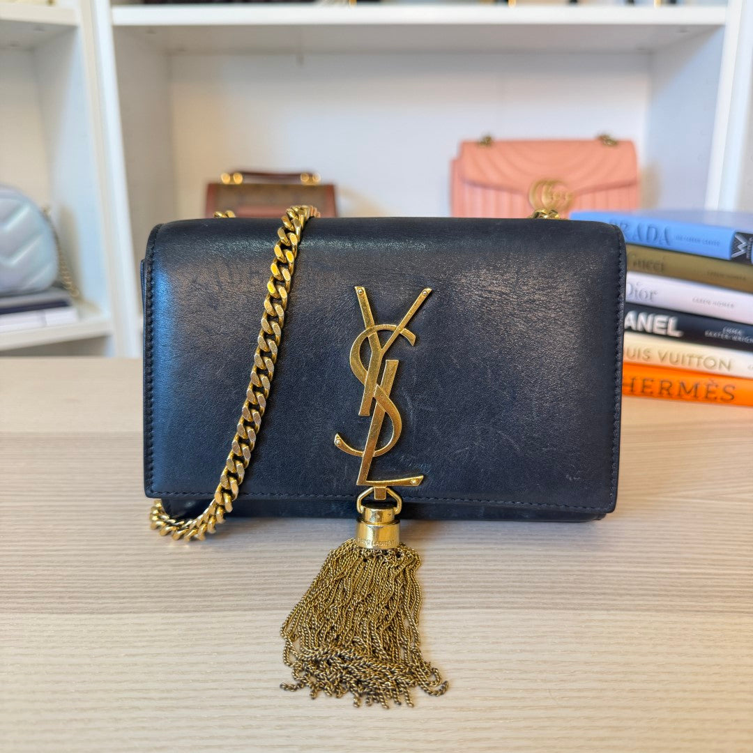 Saint Laurent YSL Classic Monogram Tassel Crossbody Bag Leather Small