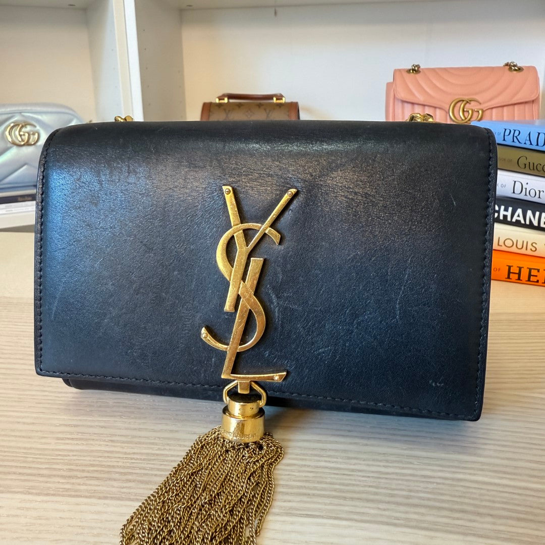 Saint Laurent YSL Classic Monogram Tassel Crossbody Bag Leather Small