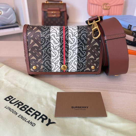 Burberry Hackberry Shoulder Bag Monogram E-Canvas Small