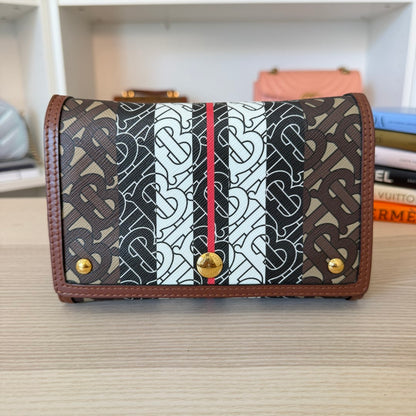 Burberry Hackberry Shoulder Bag Monogram E-Canvas Small