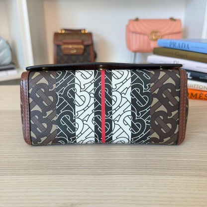 Burberry Hackberry Shoulder Bag Monogram E-Canvas Small
