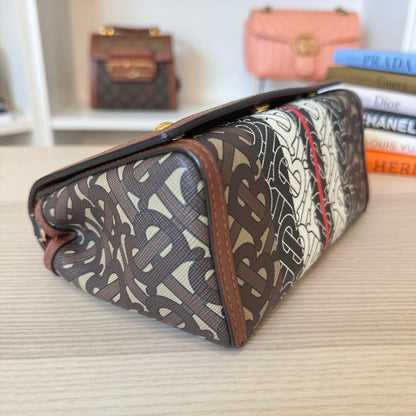 Burberry Hackberry Shoulder Bag Monogram E-Canvas Small