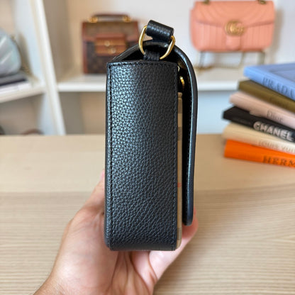 Burberry Grainy Calfskin Vintage Check Hampshire Crossbody Black