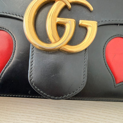 Gucci Knight Calfskin Malaga Kid Heart Medium GG Marmont Chain