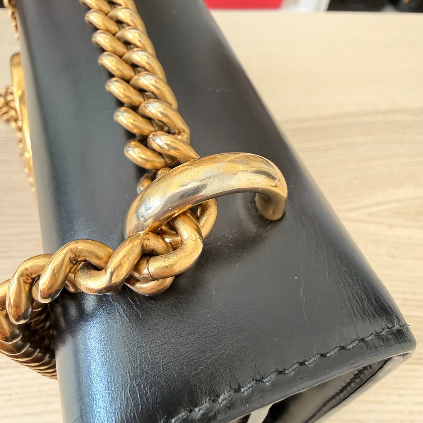 Gucci Knight Calfskin Malaga Kid Heart Medium GG Marmont Chain