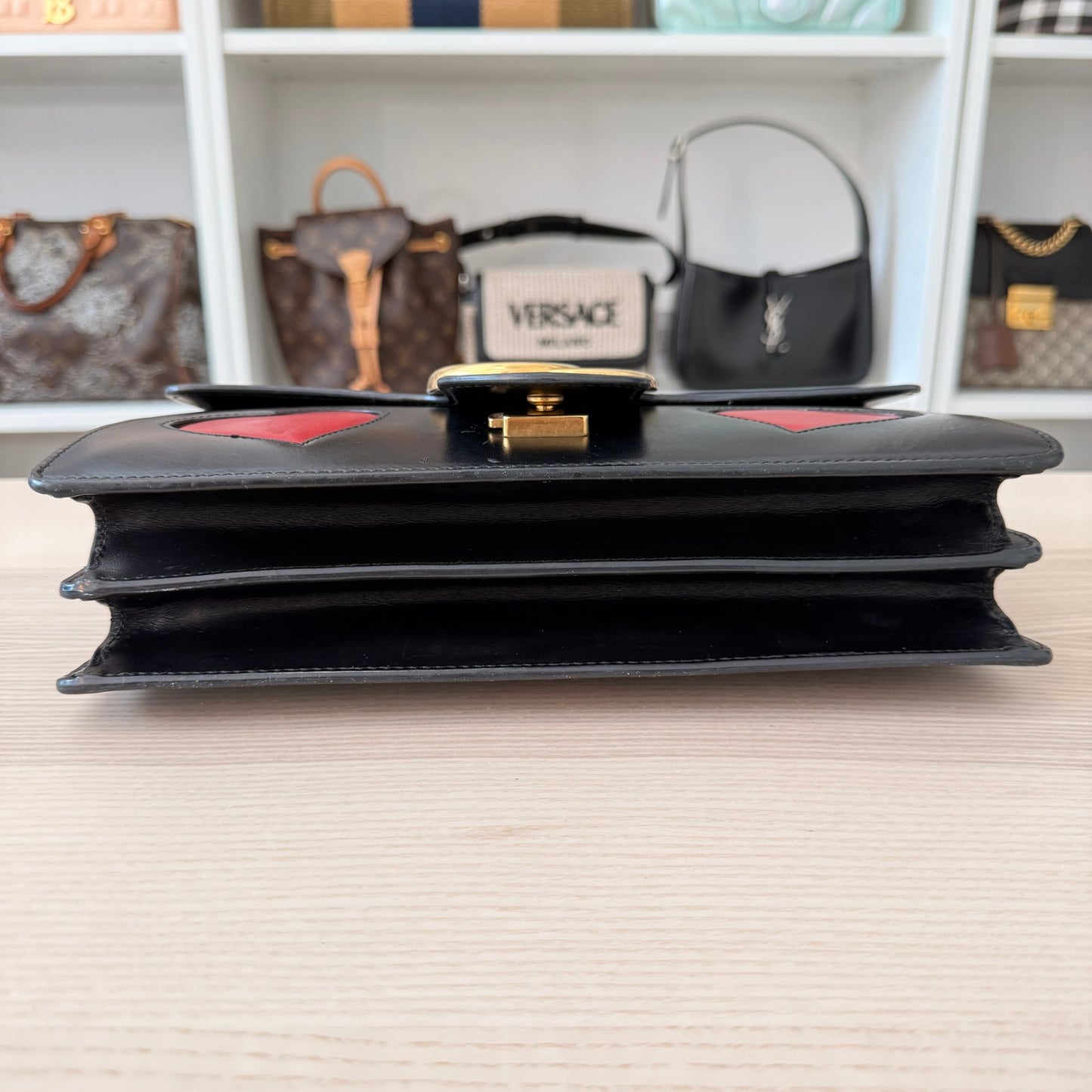 Gucci Knight Calfskin Malaga Kid Heart Medium GG Marmont Chain