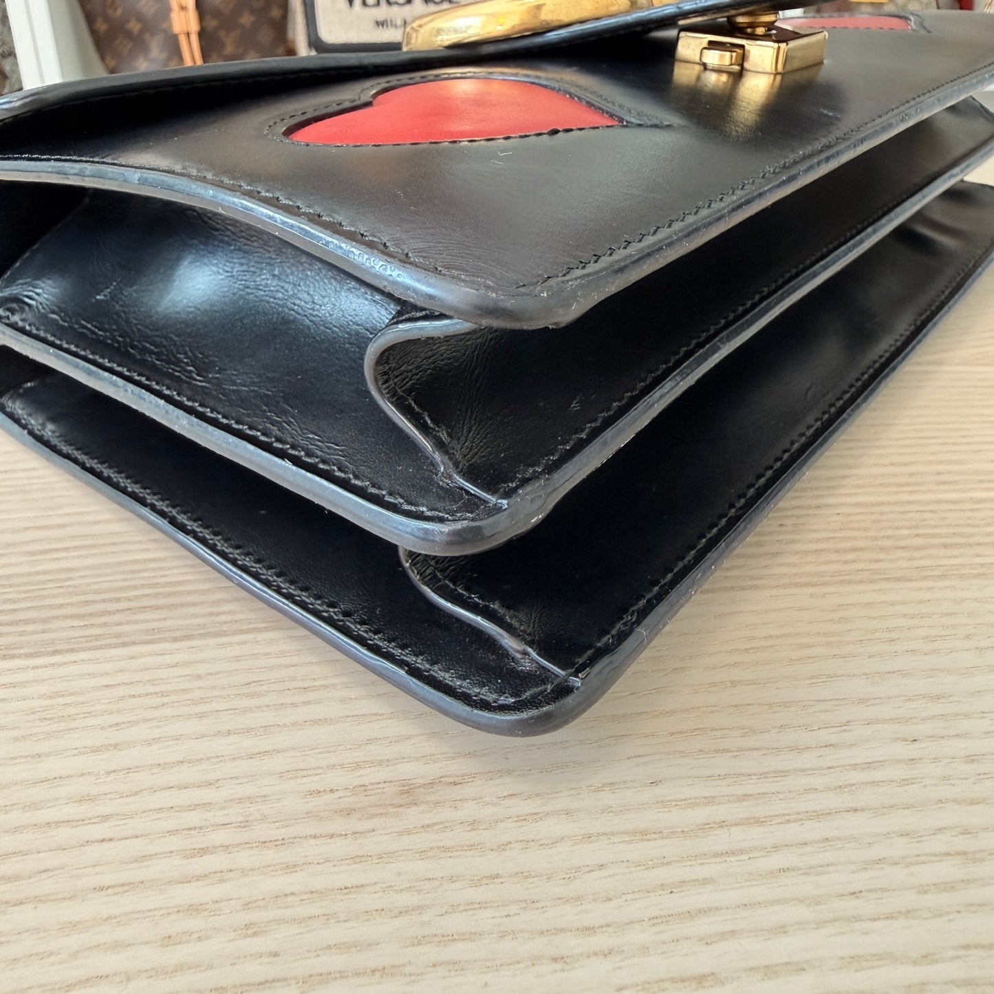 Gucci Knight Calfskin Malaga Kid Heart Medium GG Marmont Chain
