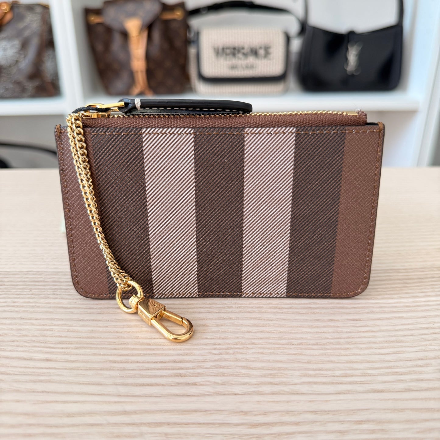 Burberry Kelbrook Exaggerated Check Canvas Card Case Birch Brown