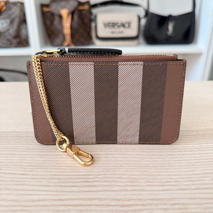 Burberry Kelbrook Exaggerated Check Canvas Card Case Birch Brown