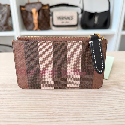 Burberry Kelbrook Exaggerated Check Canvas Card Case Birch Brown