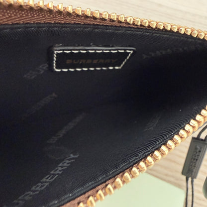 Burberry Kelbrook Exaggerated Check Canvas Card Case Birch Brown