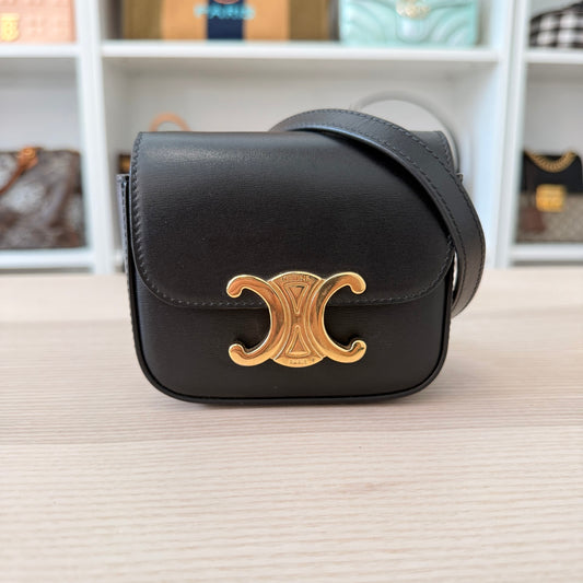 Celine Shiny Calfskin Mini Triomphe Black