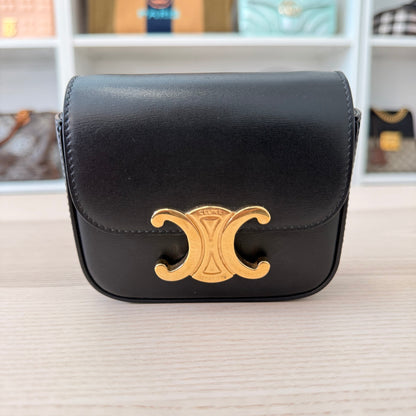 Celine Shiny Calfskin Mini Triomphe Black