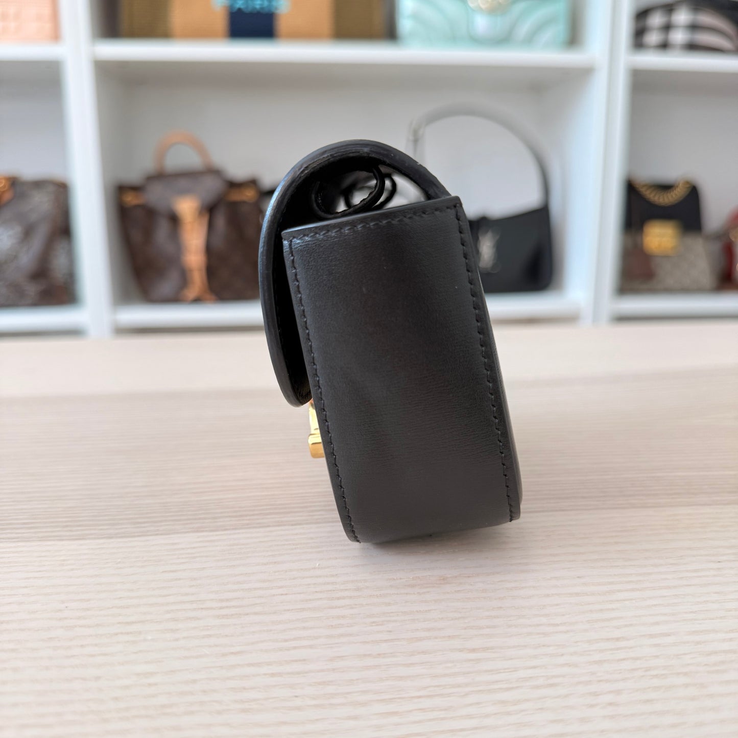 Celine Shiny Calfskin Mini Triomphe Black