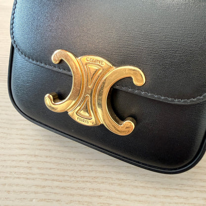 Celine Shiny Calfskin Mini Triomphe Black