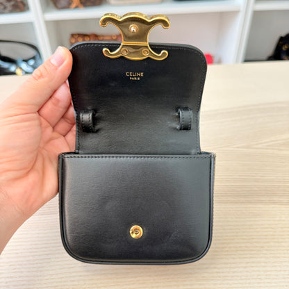 Celine Shiny Calfskin Mini Triomphe Black