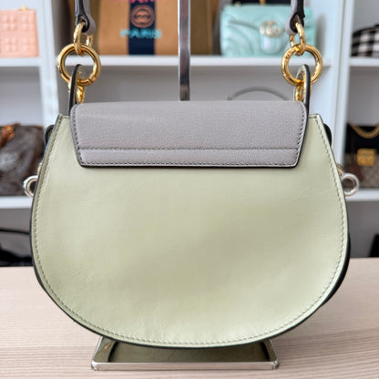 Chloe Tess Bag Leather Small 2 Way Green/Grey