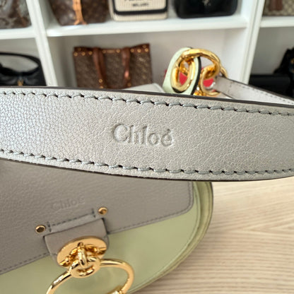 Chloe Tess Bag Leather Small 2 Way Green/Grey