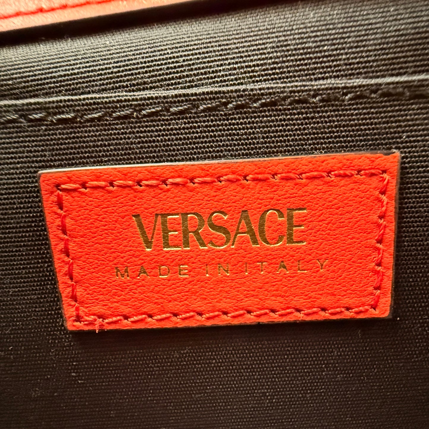 Versace Baroque Jacquard Quilted Small Medusa Shoulder Bag Red/Orange