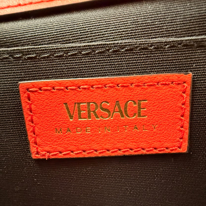 Versace Baroque Jacquard Quilted Small Medusa Shoulder Bag Red/Orange