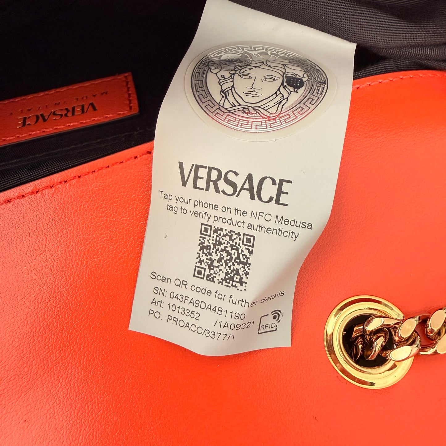 Versace Baroque Jacquard Quilted Small Medusa Shoulder Bag Red/Orange