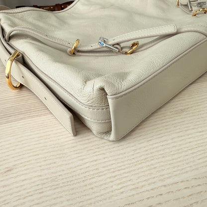 Givenchy Tumbled Calfskin Medium Voyou Bag Beige
