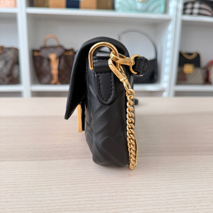 Fendi Nappa FF 1974 Embossed Mini Baguette Black