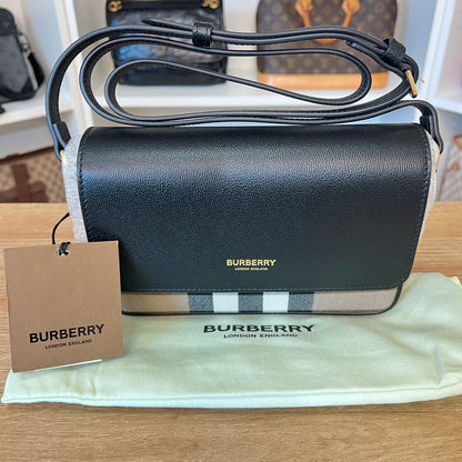 Burberry Hampshire House Check Crossbody Bag Navy