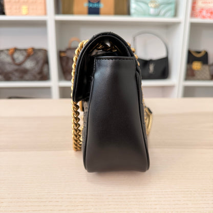 Gucci Calfskin Matelasse Small GG Marmont Shoulder Bag Black