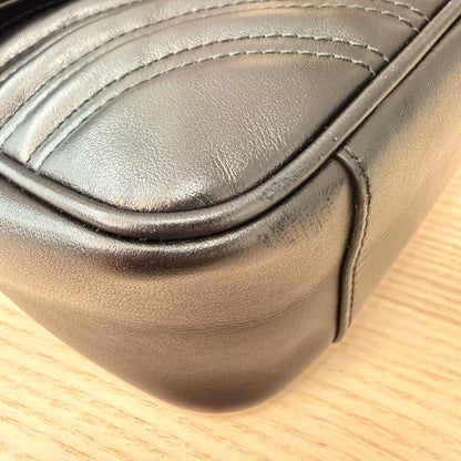 Gucci Calfskin Matelasse Small GG Marmont Shoulder Bag Black