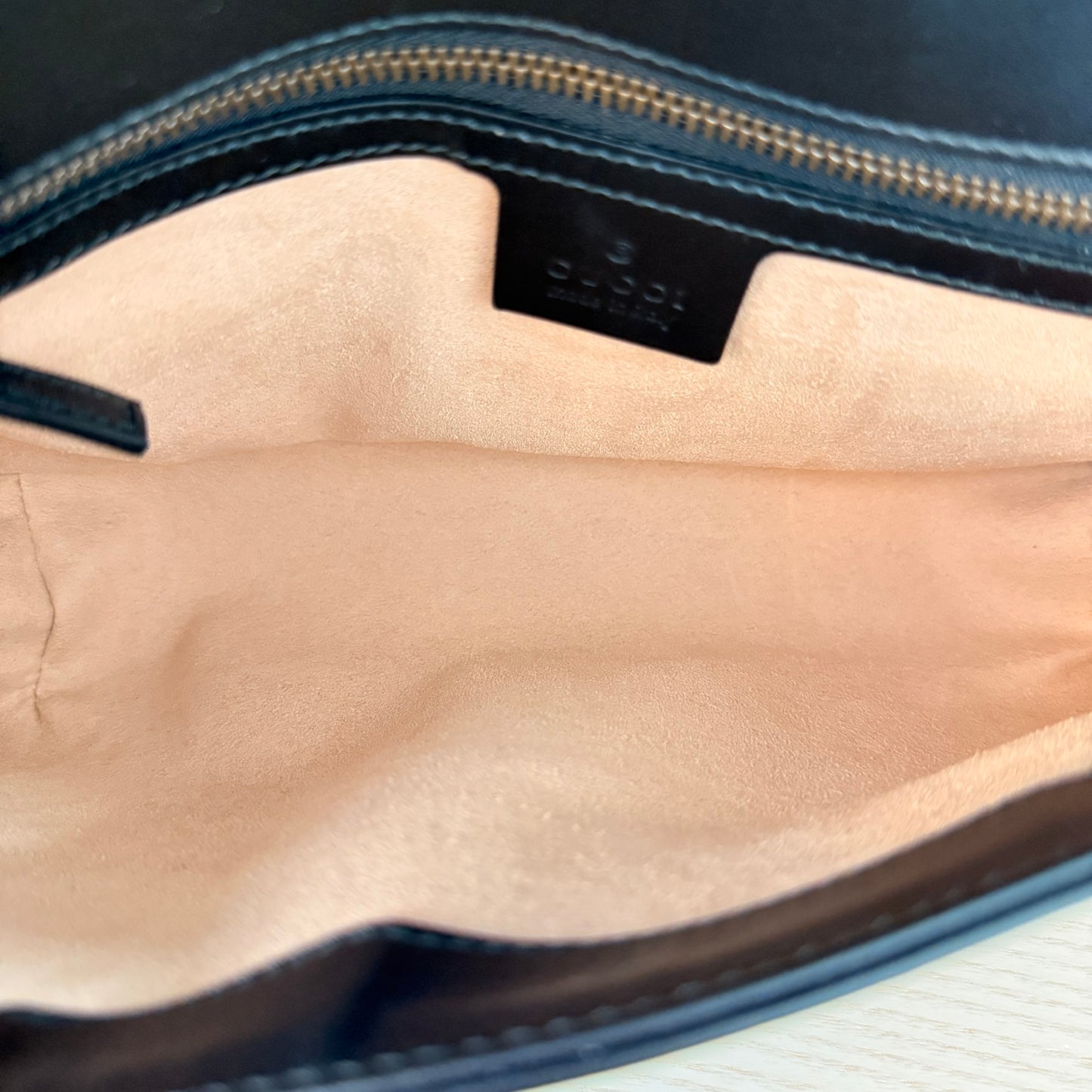 Gucci Calfskin Matelasse Small GG Marmont Shoulder Bag Black