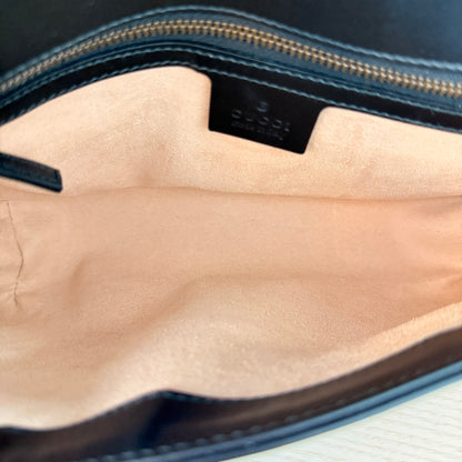Gucci Calfskin Matelasse Small GG Marmont Shoulder Bag Black