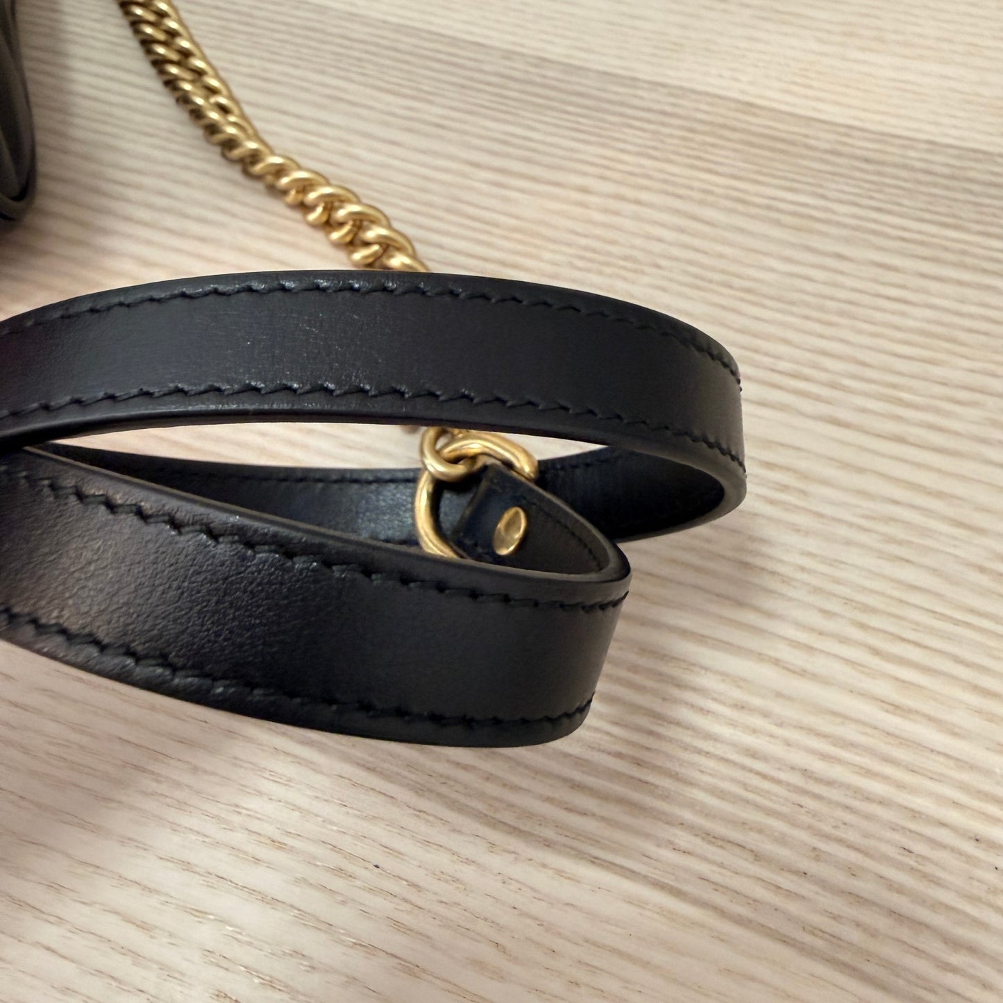 Gucci Calfskin Matelasse Small GG Marmont Shoulder Bag Black